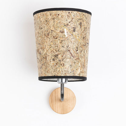 Wandleuchte Heu und Holz-Metall konisch 20 cm DM – Handarbeit aus Österreich