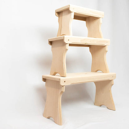 Holzschemel 3er-Set ‘Stand Up’ aus Buche - echte Handarbeit