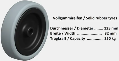 Rollen für Hängemattengestell 'Clap' | Vollgummireifen mit Metallschrauben