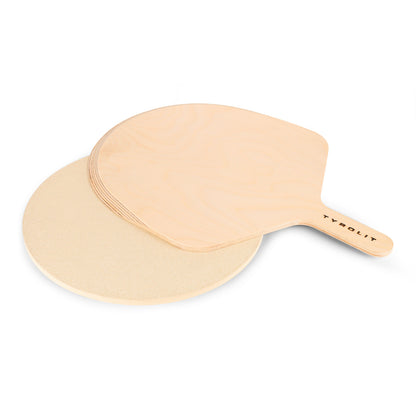 3-teilig Set - Pizzastein aus hochwertigem Cordierit mit Pizzaheber & Grillhandschuh