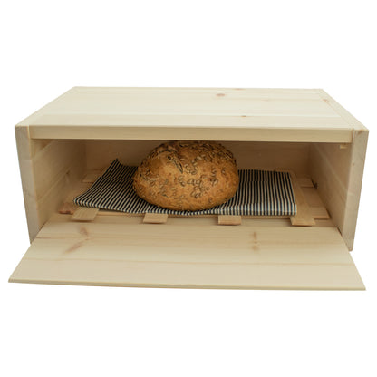 Flexibler Brotkasten aus Zirbenholz 30x23x14,5 cm (LxTxH) mit Gitter & Bienenwachstuch