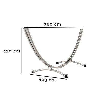 Einzel-Hängemattengestell 'Irony Split 310' auf Rollen | L 310 x B 103 x H 110 cm | zerlegbar | aus poliertem Edelstahl