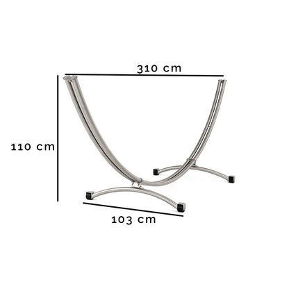 Einzel-Hängemattengestell 'Irony Split 310' auf Rollen | L 310 x B 103 x H 110 cm | zerlegbar | aus poliertem Edelstahl