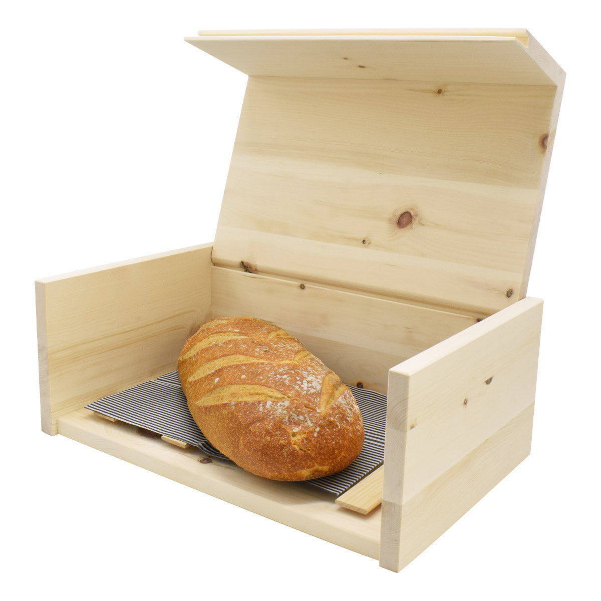 Brotkasten aus Zirbe 30x23x14,5 cm mit Einlegegitter & Bienenwachstuch