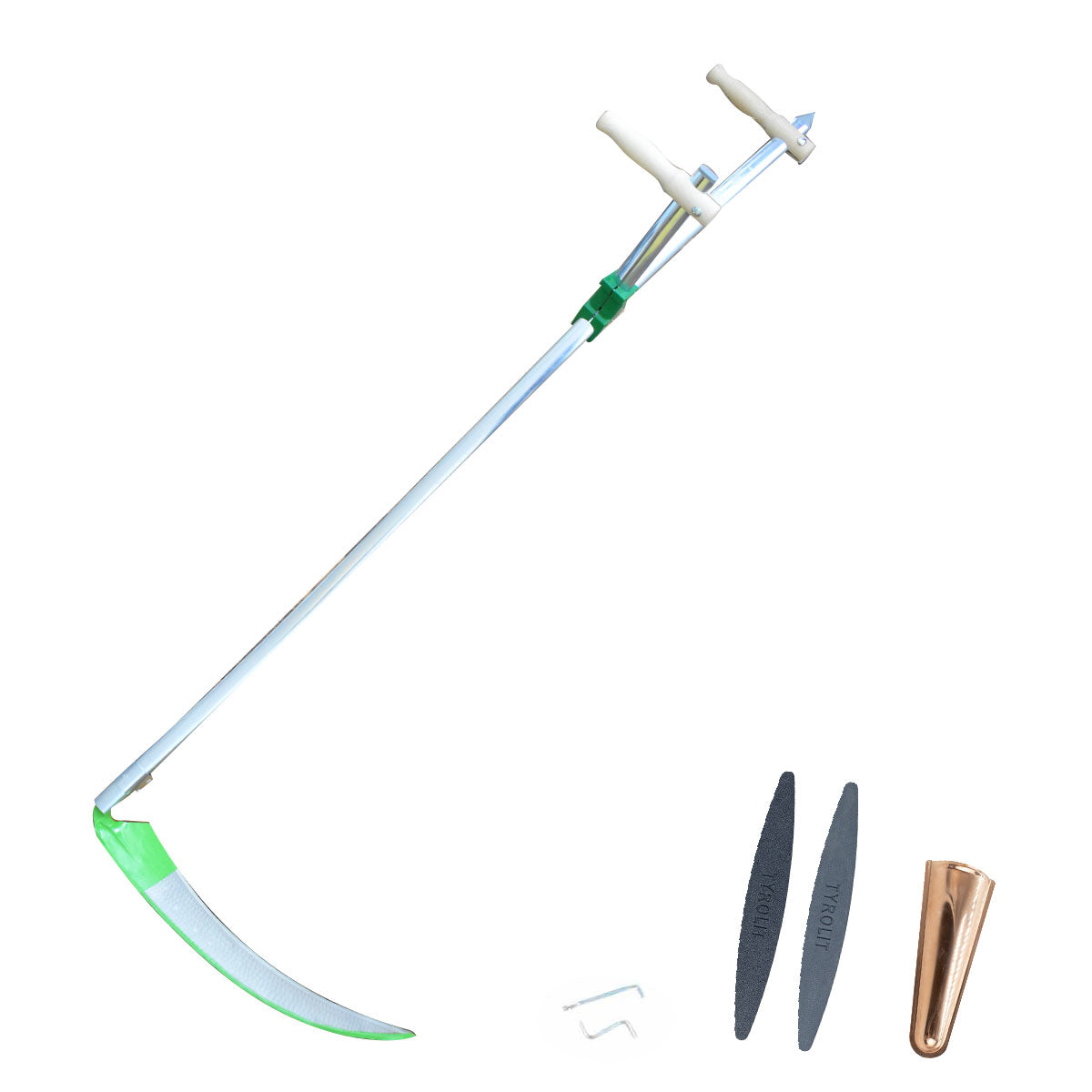 Set Gartensense inkl. Kupferkumpf & Wetzsteine - Sensenblatt 60 cm - Metall-Wurf 150 cm