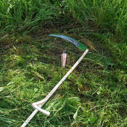 Gartensense mit orig. Rasierschnitt - Sensenblatt 60 cm - Eschenholzwurf 160 cm - Made in Austria