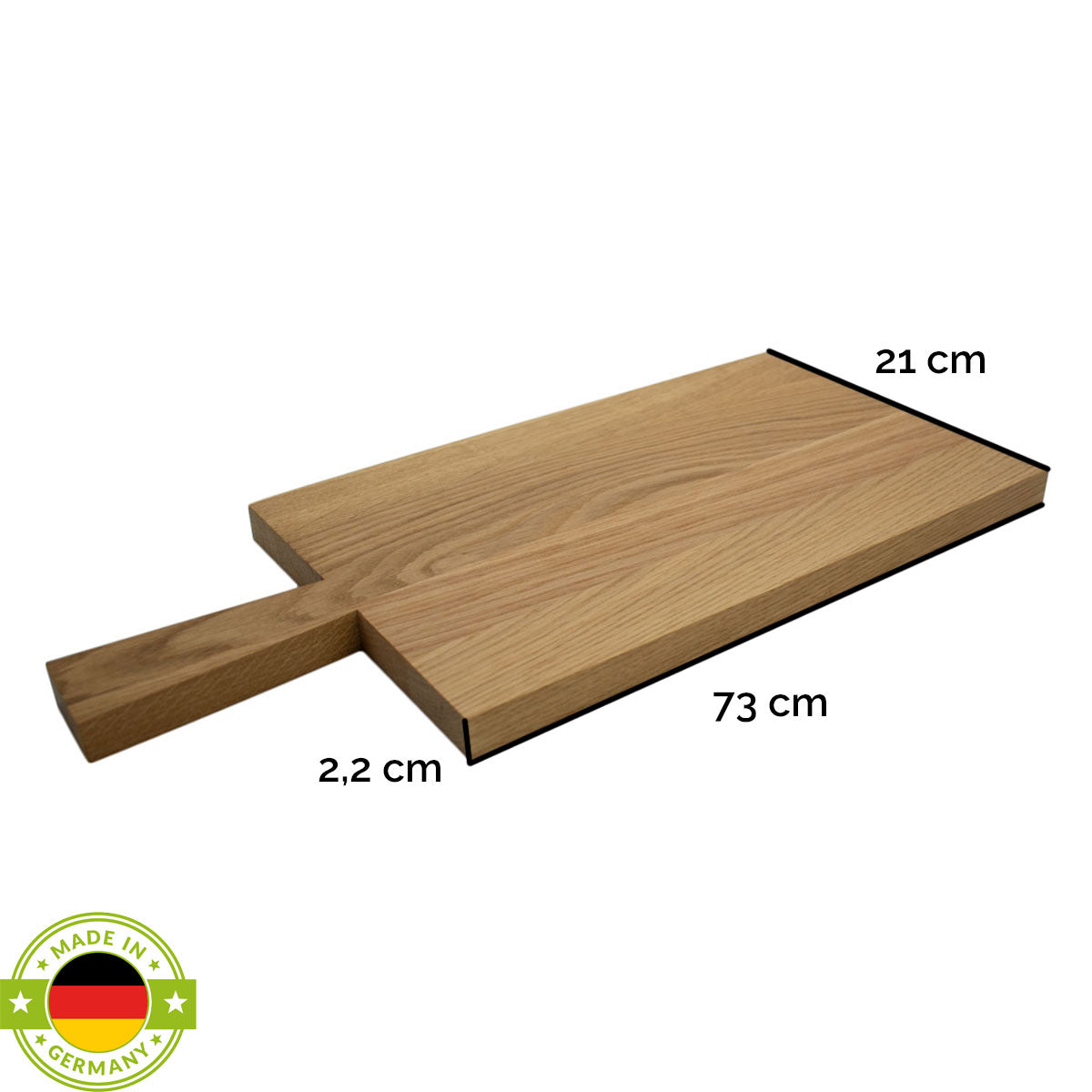 Jausen- und Schneidbrett 'Griffi' | Eiche natur  | L73 x B21 x H2,2 cm