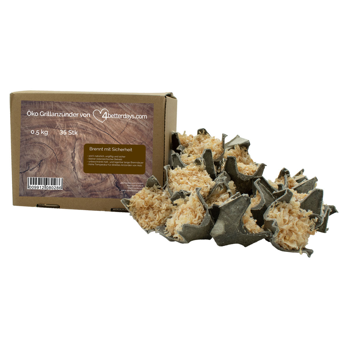 Set Zündhölzer 10 cm lang & Öko Anzünder Feuerblume 35 Stück | Top Qualität | Made in Austria
