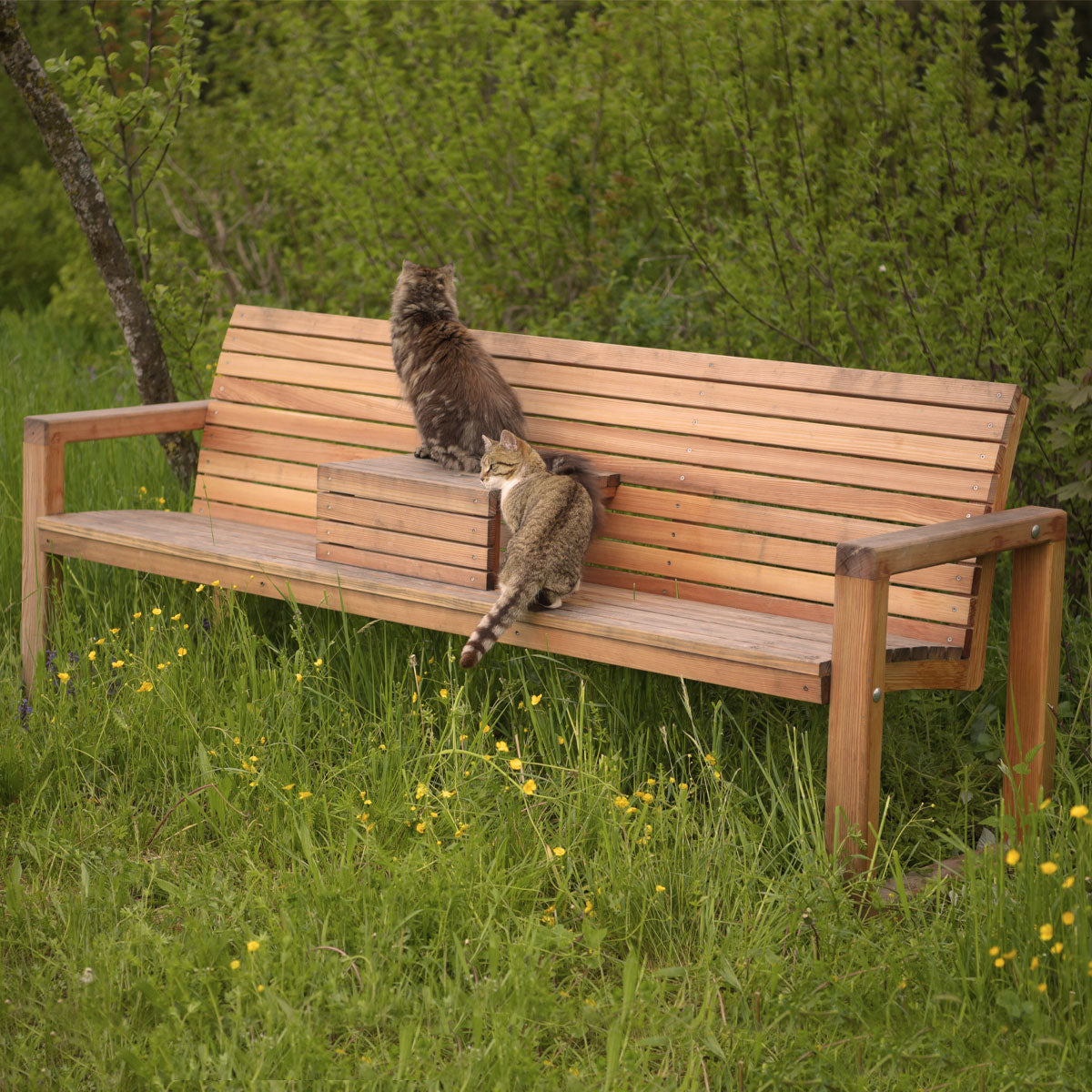 Gartenbank 'Rest Time' | massive Lärche | mit Ablage | Made in Austria