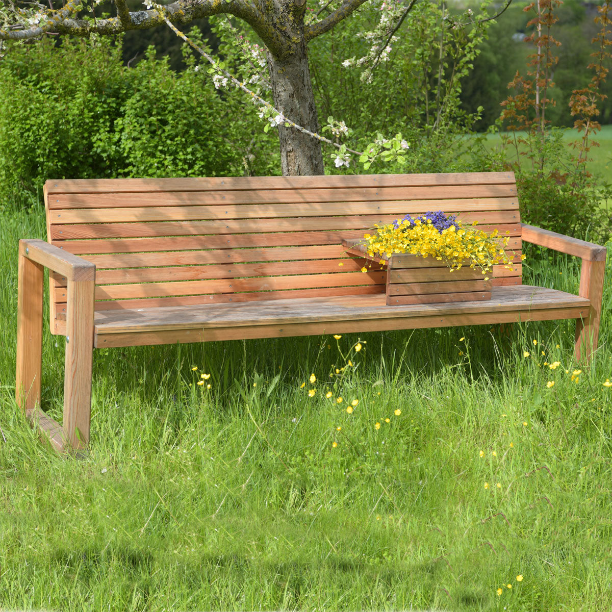 Gartenbank 'Rest Time' | massive Lärche | mit Ablage | Made in Austria