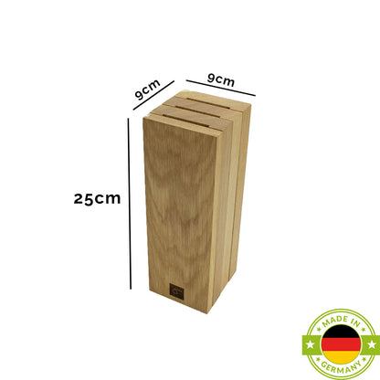 Messerblock aus Eiche | natur ungeölt |  magnetisch |B9 x L12 x H25 cm