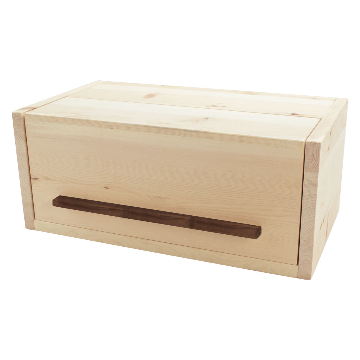 Brotkasten Zirbe | mit Nussgriff und Klappdeckel | 45 x 25 x 16 cm