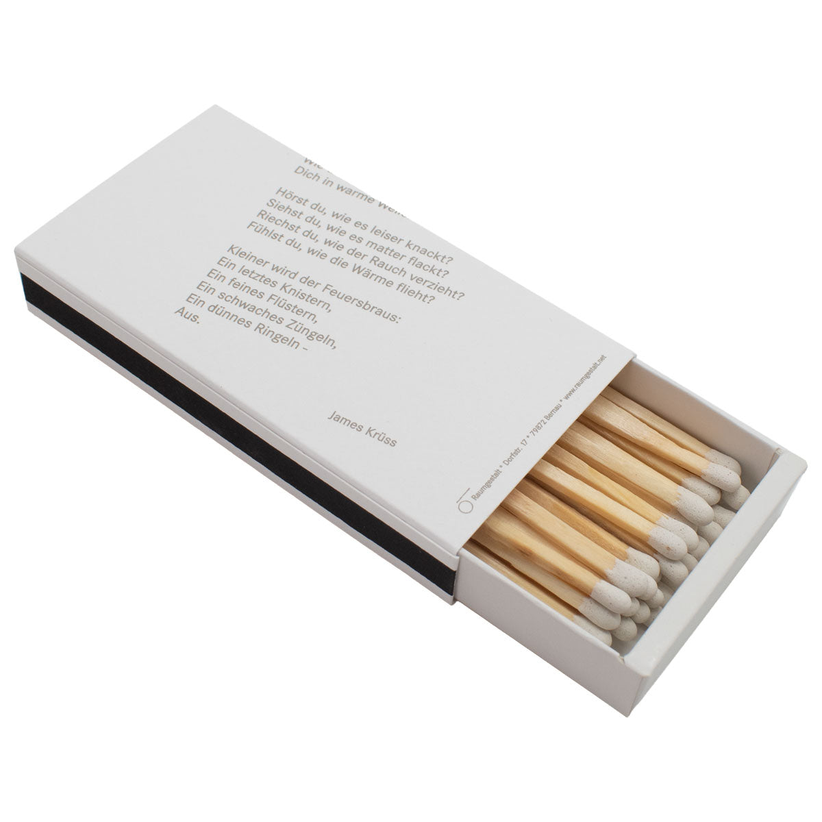 Elegante Zündhölzer 'Feuer & Flamme' | mit Gedicht bedruckt | 2er-Set klein | L10,5 x B3,5 x H2 cm
