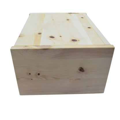 Flexibler Brotkasten aus Zirbenholz 35x26x16 cm (LxTxH) mit Gitter & Bienenwachstuch