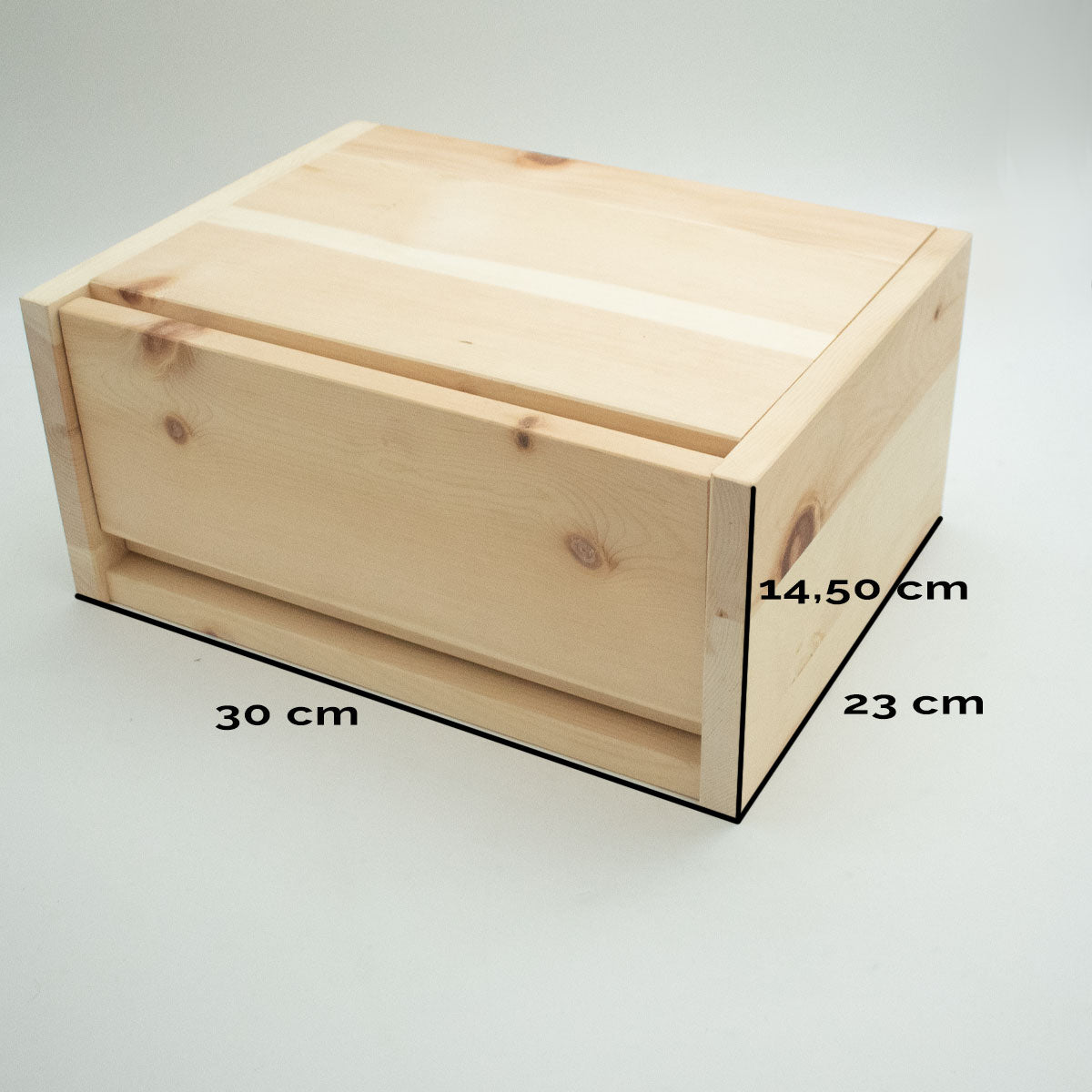 Flexibler Brotkasten aus Zirbenholz 30x23x14,5 cm (LxTxH) mit Gitter & Bienenwachstuch