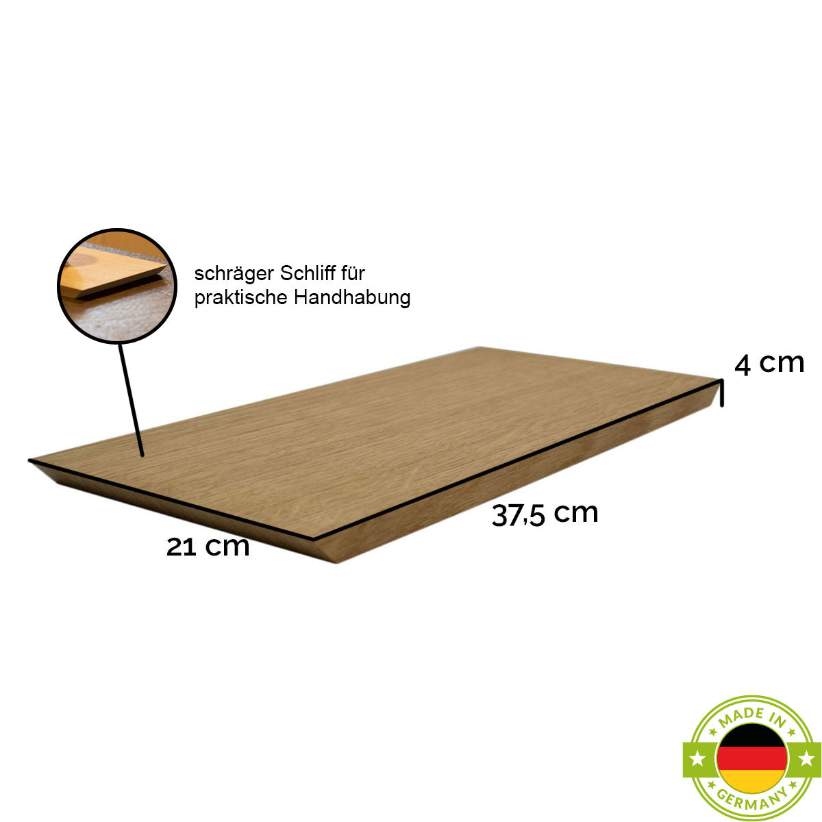 Schneide- und Jausenbrett 'Slope'  | natur geölt | L37,5 x B21 x H4 cm | abgeschrägte Seitenkanten