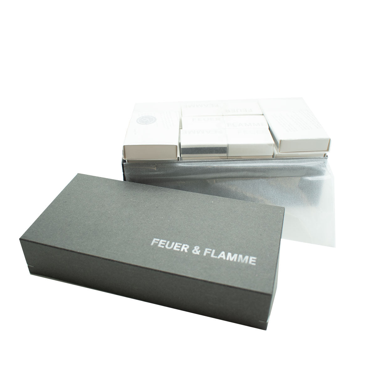 Elegante Zündhölzer 'Feuer & Flamme' | mit Gedicht bedruckt | Set aus 8 großen und 15 kleinen 2er-Sets