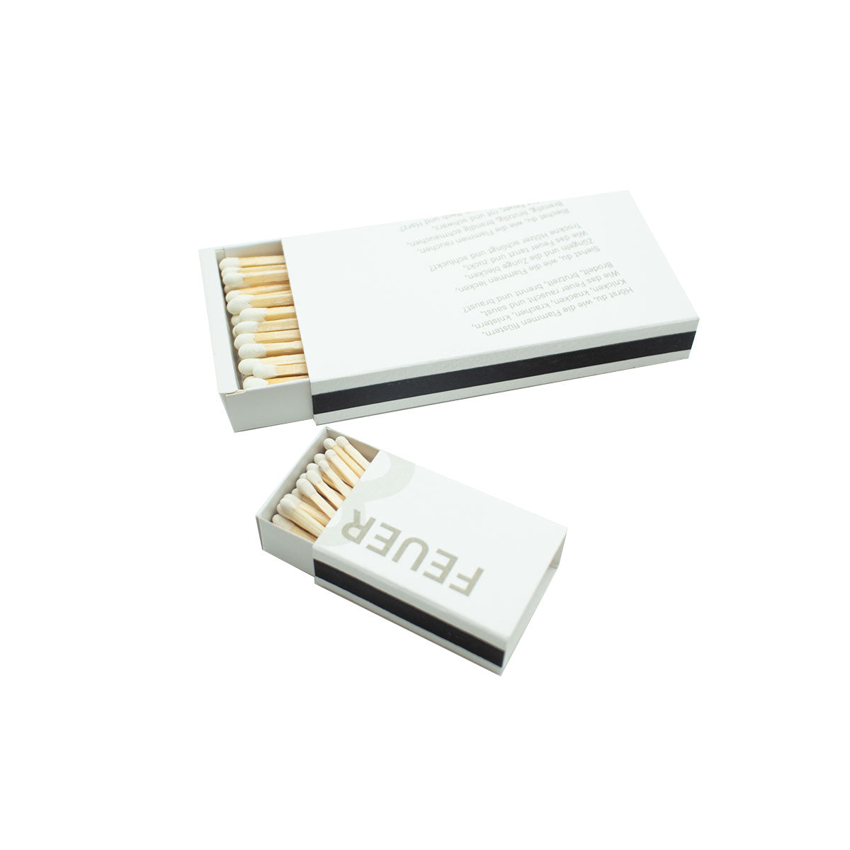 Elegante Zündhölzer 'Feuer & Flamme' | mit Gedicht bedruckt | 2er-Set klein | L10,5 x B3,5 x H2 cm