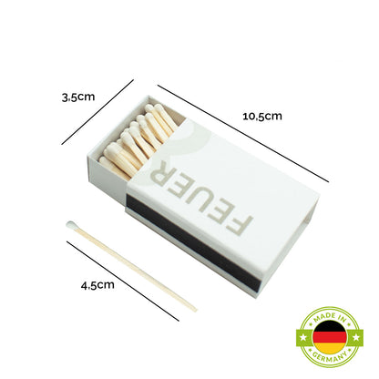 Elegante Zündhölzer 'Feuer & Flamme' | mit Gedicht bedruckt | 2er-Set klein | L10,5 x B3,5 x H2 cm