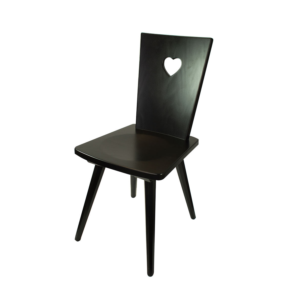 Eleganter Stuhl  'Black or White' | Vollholz Buche | deckend lackiert | Griff herzförmig | in Schwarz