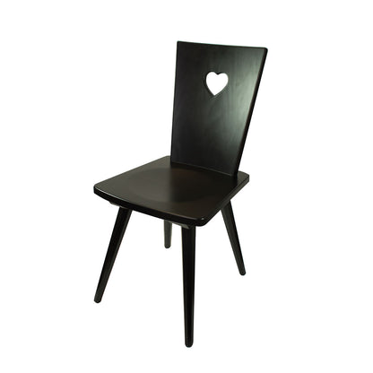 Eleganter Stuhl  'Black or White' | Vollholz Buche | deckend lackiert | Griff herzförmig | in Schwarz
