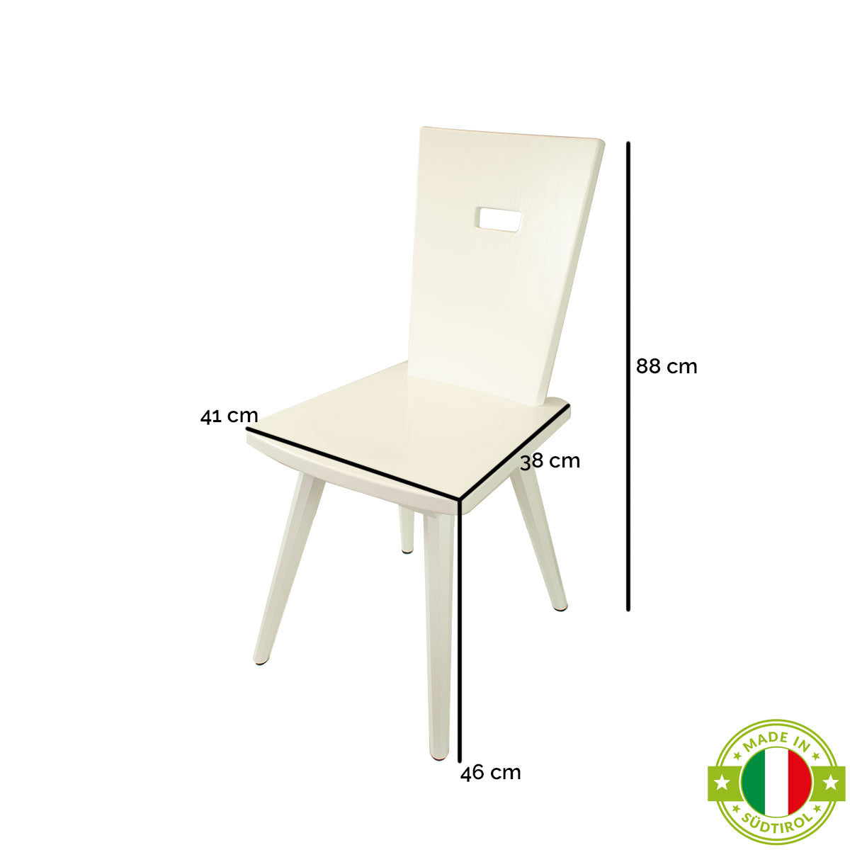 Eleganter Stuhl  'Black or White' | Vollholz Buche | deckend lackiert | Griff rechteckig | in Schwarz