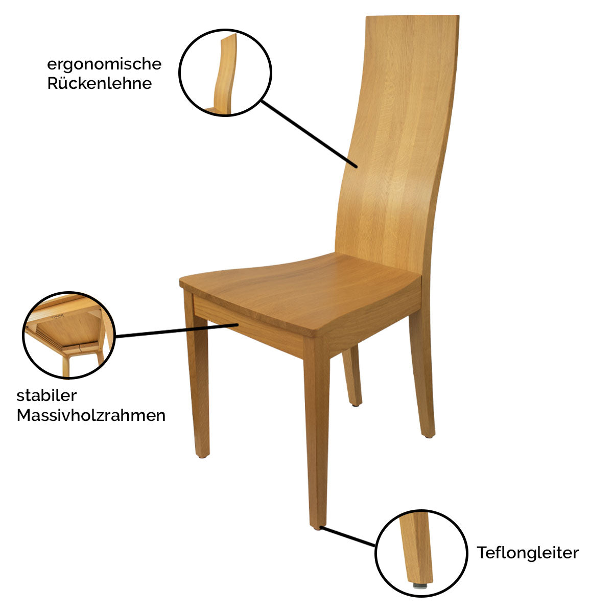 Eleganter Stuhl  - 'Sitwell Fine' kernbuche roh