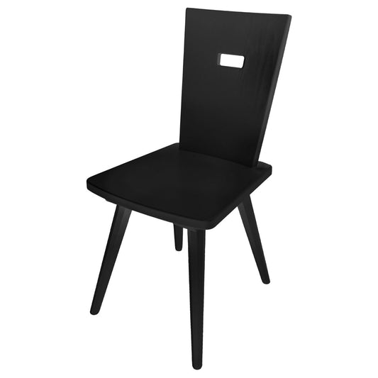 Eleganter Stuhl  'Black or White' | Vollholz Buche | deckend lackiert | Griff rechteckig | in Schwarz