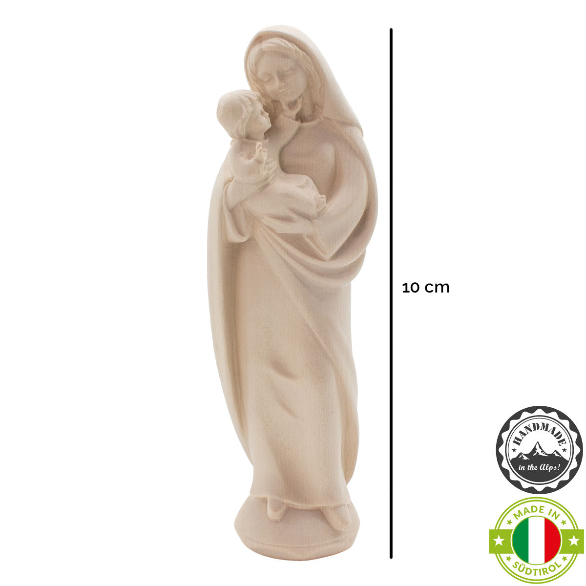 Madonna der Liebe mit Kind | Massivholz Figur | Natur | Höhe 10 cm | Made in Südtirol