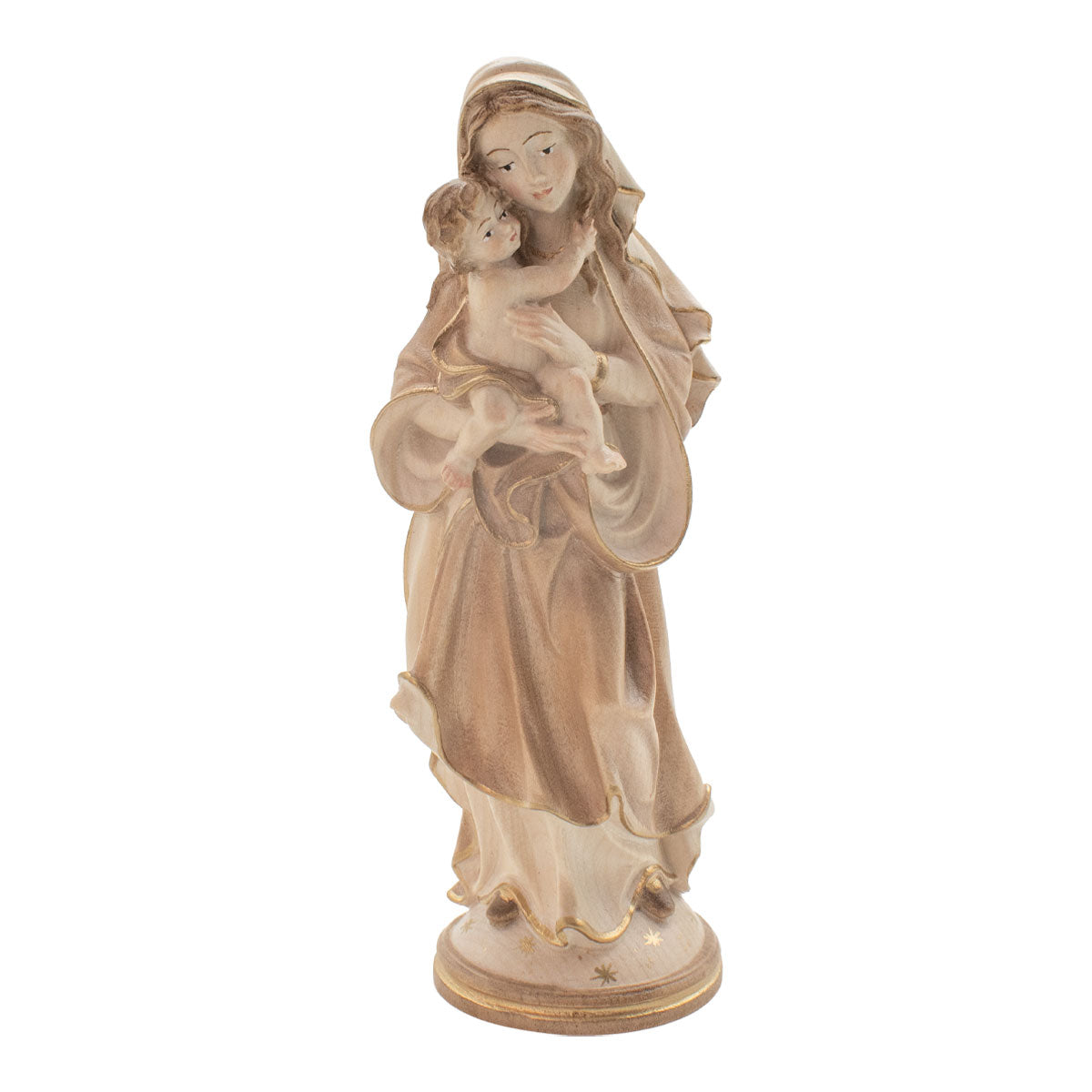 Madonna der Hoffnung mit Kind | Massivholz Figur | Natur | Höhe 6,5 cm | Made in Südtirol