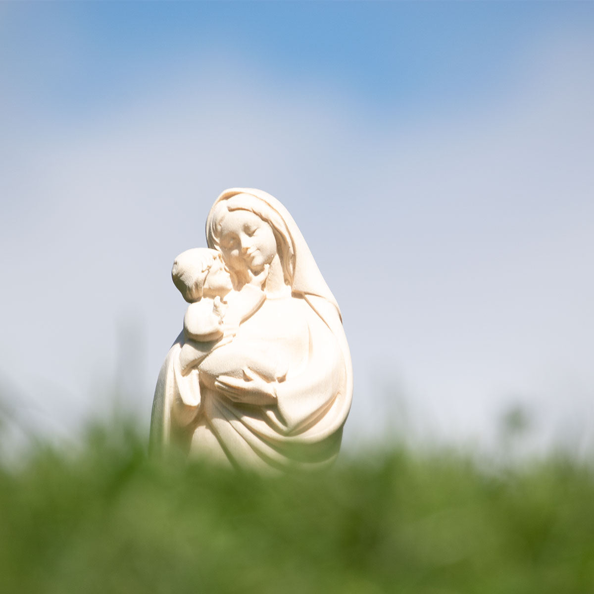 Madonna der Liebe mit Kind | Massivholz Figur | Natur | Höhe 10 cm | Made in Südtirol