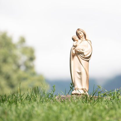 Madonna der Liebe mit Kind | Massivholz Figur | 3 x gebeizt | Höhe 10 cm | Made in Südtirol