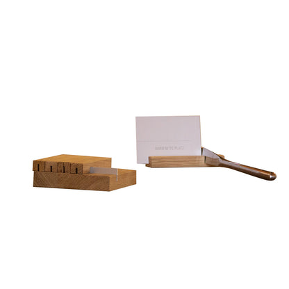 Messerbank und Tischkartenhalter 'Stick' | Eiche natur | 6er-Set | L9,5 x B9,5 x H3,2 cm