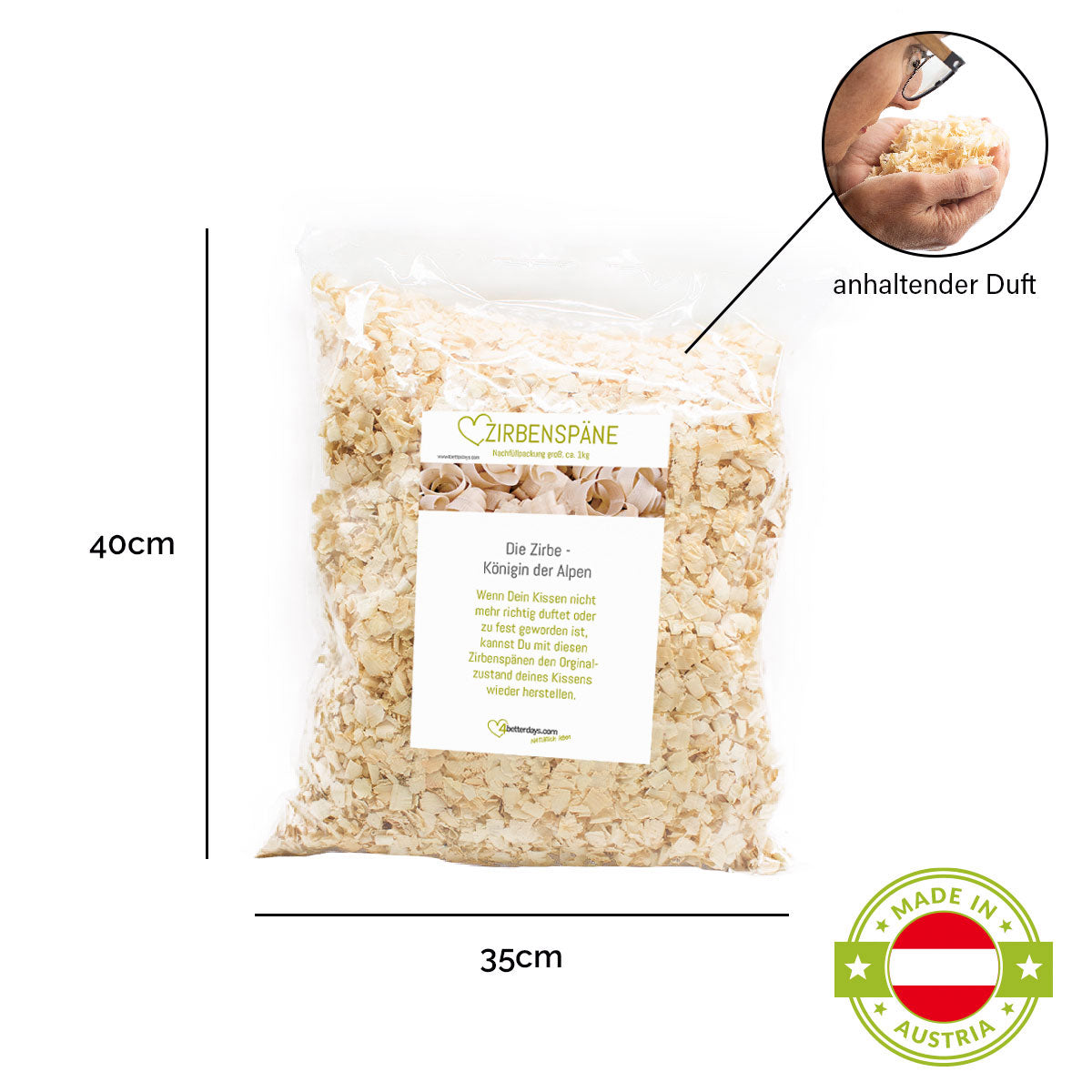 Zirbenspäne Nachfüllpack, für immerwährenden Zirbenduft - Groß