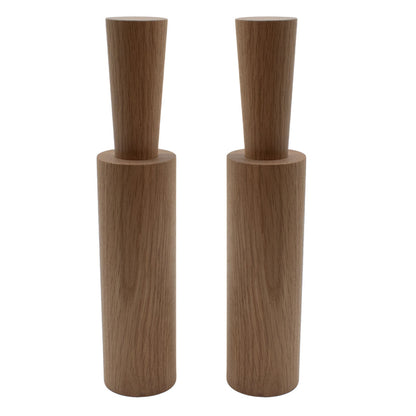 2er-Set Salz- und Pfeffermühle mit Porzellanmahlwerk | hoch | Eichenholz hell geölt | mit Magnetkappe | DM 6 x H 29 cm