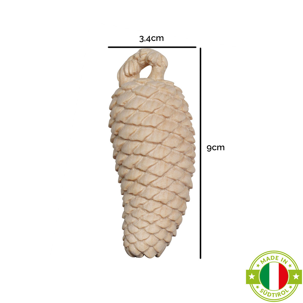 Fichtenzapfen | Massivholz Zirbe | 9 x 3,4 cm | Made in Südtirol