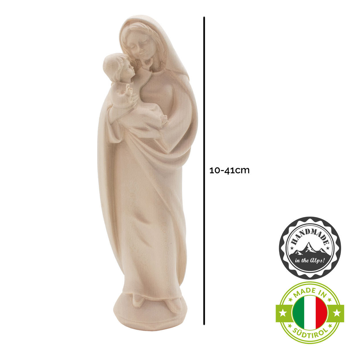 Madonna der Liebe mit Kind | Massivholz Figur | Natur | Höhe 10 cm | Made in Südtirol