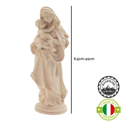 Madonna der Hoffnung mit Kind | Massivholz Figur | Natur | Höhe 6,5 cm | Made in Südtirol
