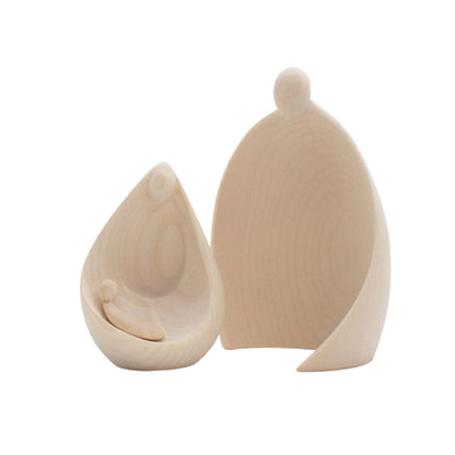 Figurenset oder Krippenfiguren-Set ‘Familie’ | 2-teilig | Made in Südtirol | Größe A - Höhe 7,5 cm | Ahorn natur
