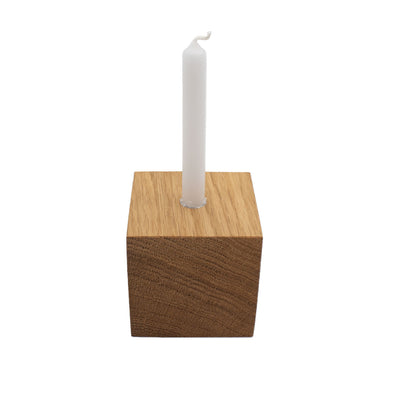 Kerzenwürfel 'Advent und mehr' | 7 x 7 x 7 cm | Eiche hell geölt | inkl.10 Christbaumkerzen weiß