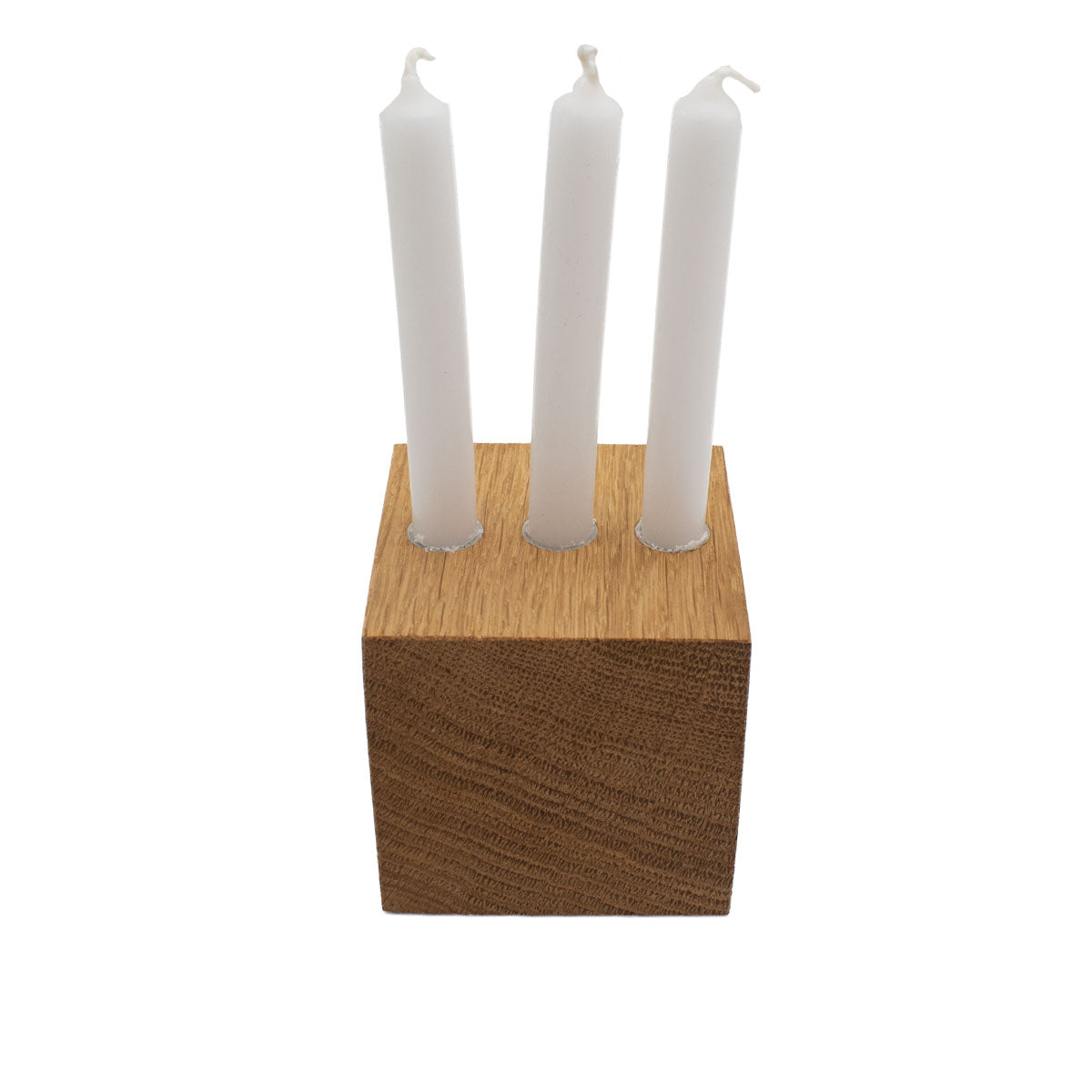 Kerzenwürfel 'Advent und mehr' | 7 x 7 x 7 cm | Eiche hell geölt | inkl.10 Christbaumkerzen weiß