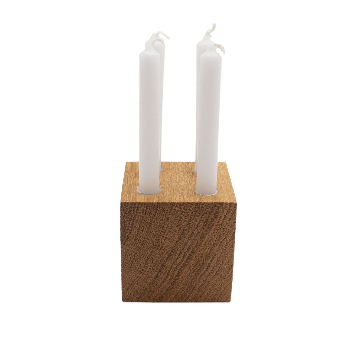 Kerzenwürfel 'Advent und mehr' | 7 x 7 x 7 cm | Eiche hell geölt | inkl.10 Christbaumkerzen weiß