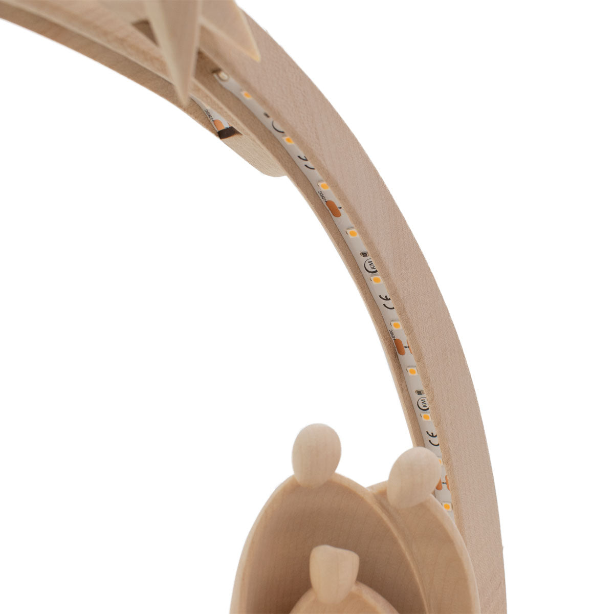 Komplettset beleuchtete Krippe ‘Sternenlicht’ | 13-teilig | Made in Südtirol | Figuren Ahorn natur - Heilige Familie Ahorn natur