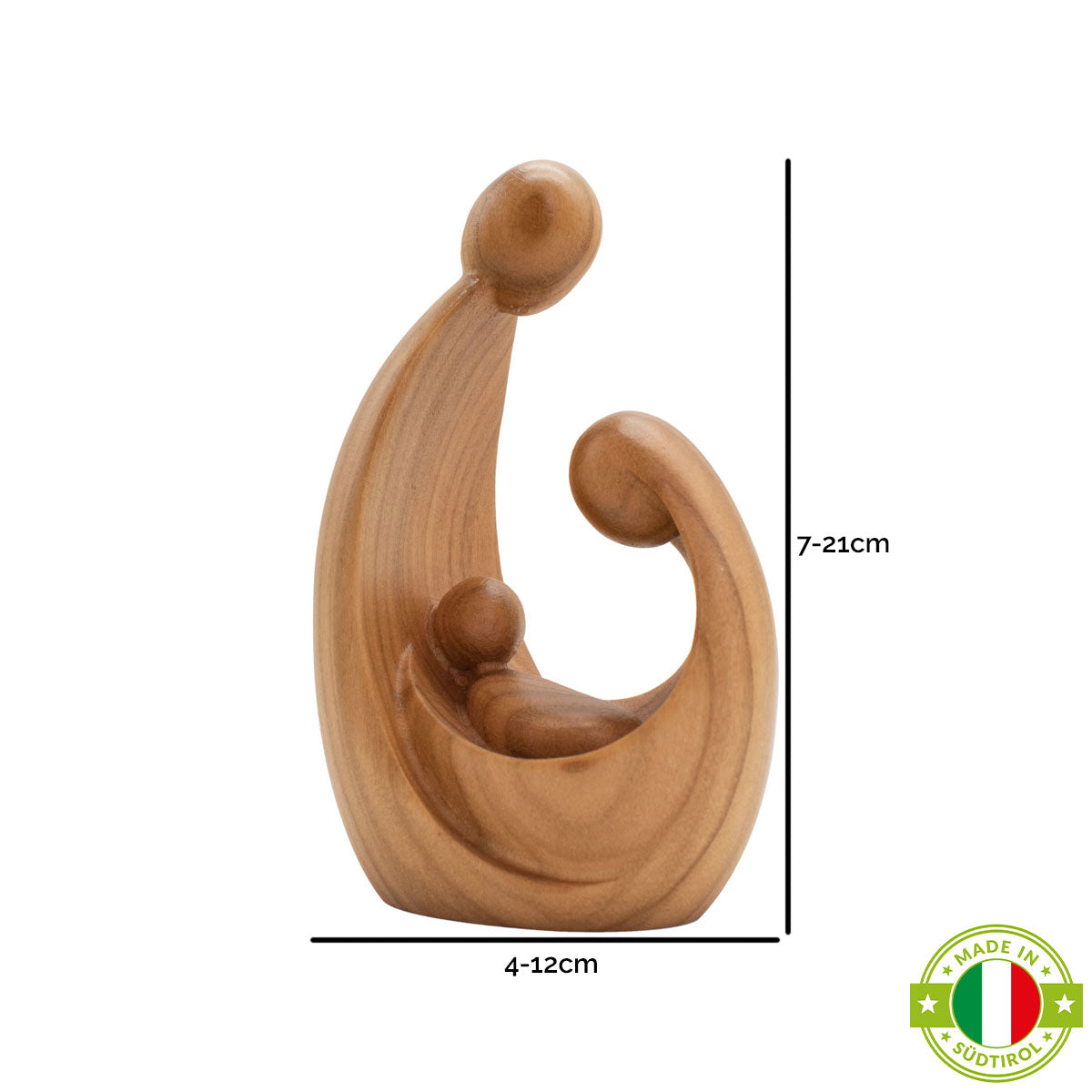 Block-Familie | Krippenblock ‘Geborgenheit’ | aus einem Holzstück gefertigt | Made in Südtirol | Ahorn natur | Höhe 7 cm