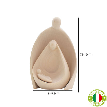 Figurenset oder Krippenfiguren-Set ‘Familie’ | 2-teilig | Made in Südtirol | Größe A - Höhe 7,5 cm | Ahorn natur