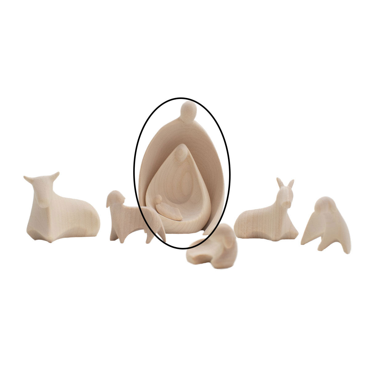 Figurenset oder Krippenfiguren-Set ‘Familie’ | 2-teilig | Made in Südtirol | Größe A - Höhe 7,5 cm | Ahorn natur