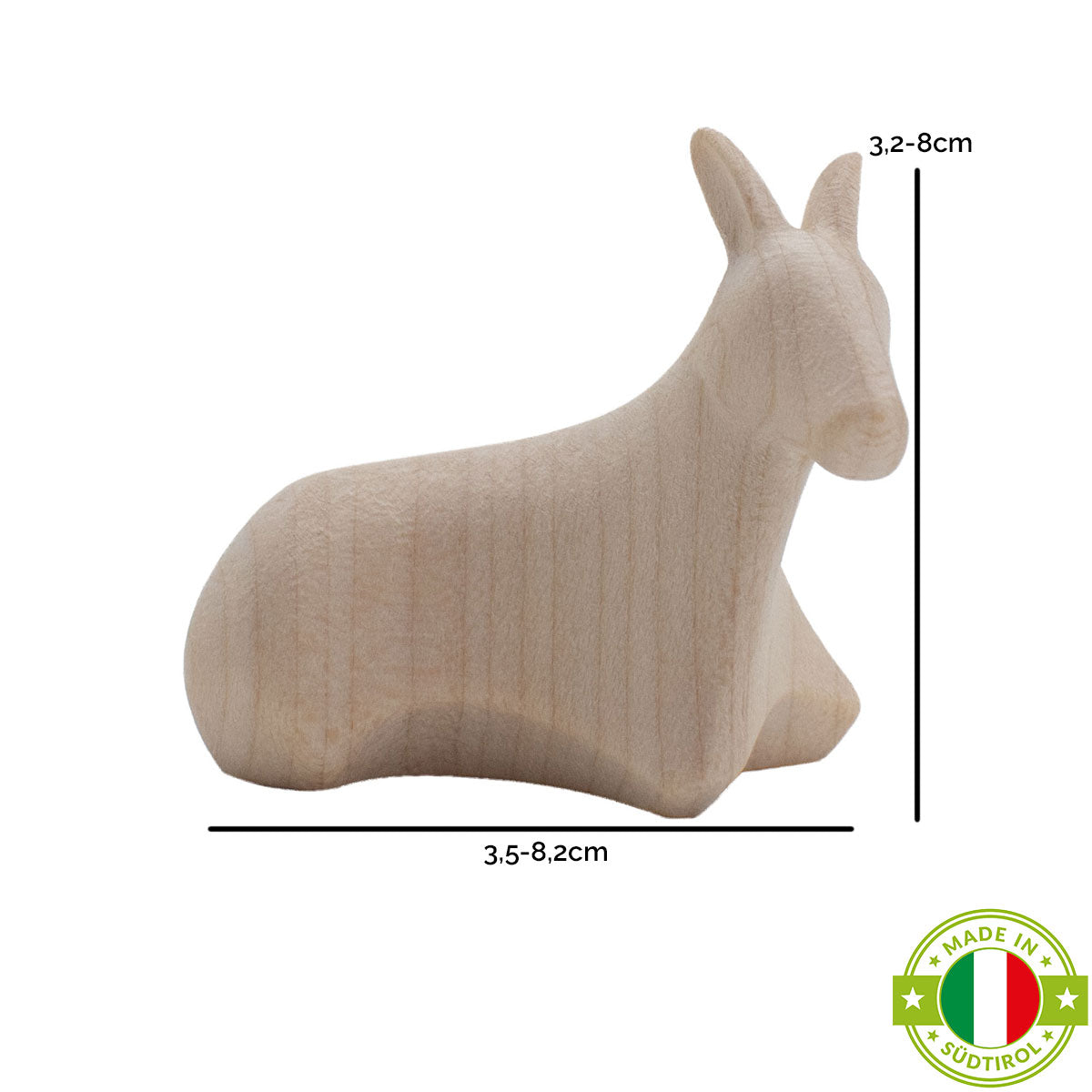 Krippenfigur ‘Esel’ | Ahorn natur | Made in Südtirol | Größe A - Höhe 3 cm