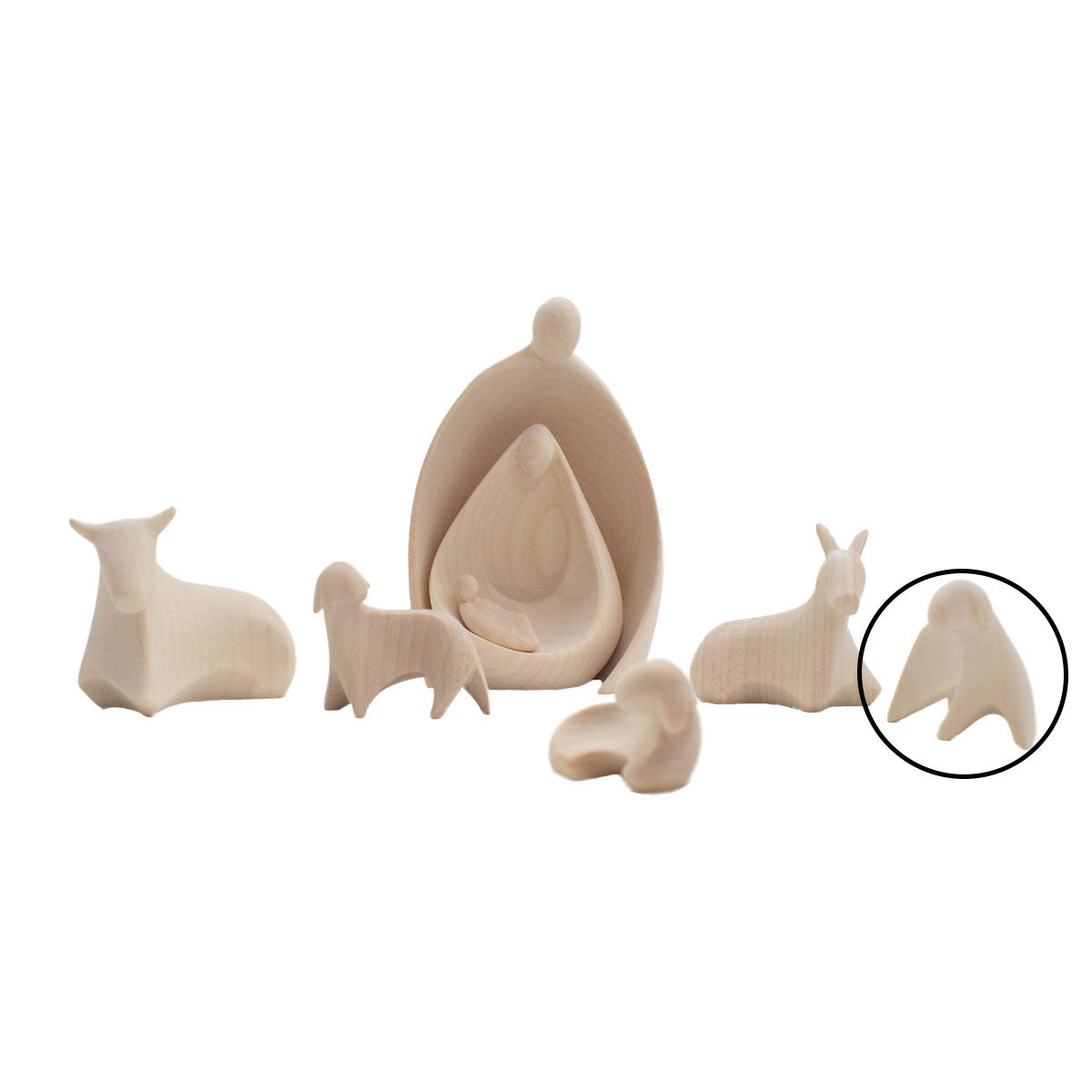 Krippenfigur ‘Schaf stehend rechts schauend’ | Ahorn natur | Made in Südtirol | Größe A - Höhe 2,5 cm