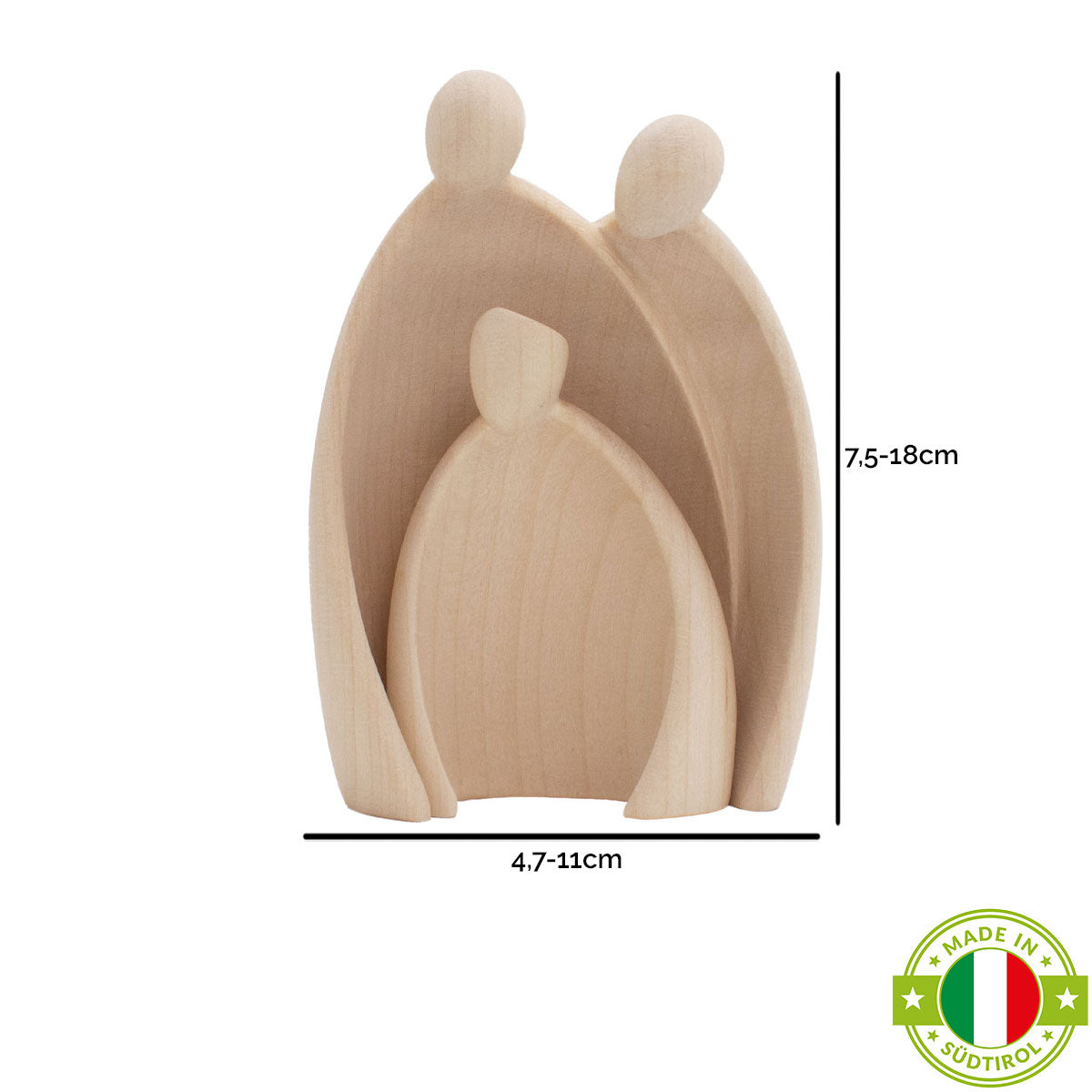 Krippenfigurenset ‘Heilige Drei Könige’ | 2-teilig | Ahorn natur | Made in Südtirol | Größe A - Höhe 7,5 cm