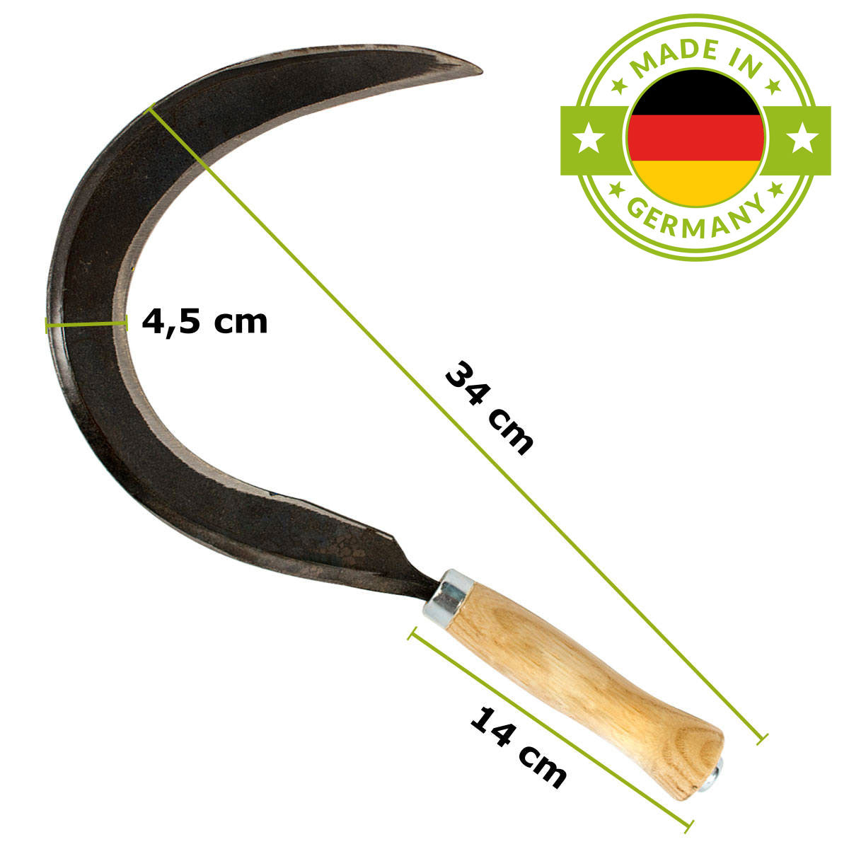 Mondsichel für Linkshänder 'Krafts' 14 cm Stiellänge inkl. gratis Schleifstein